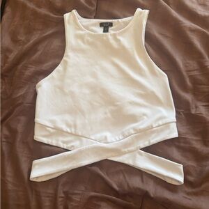 Express White Cross-Hem Crop Top